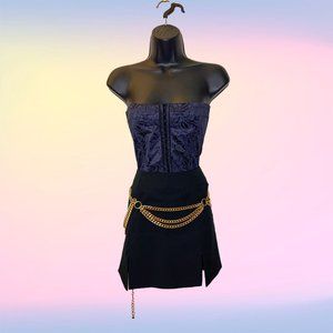 Black Floral Corset Top